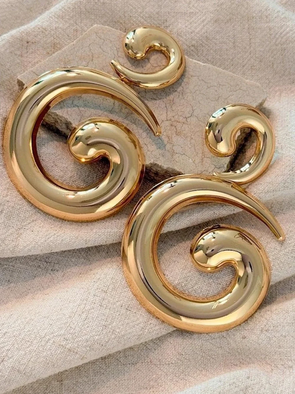 Zara Shiny Gold Spiral Drop Earrings - Women Jewelry